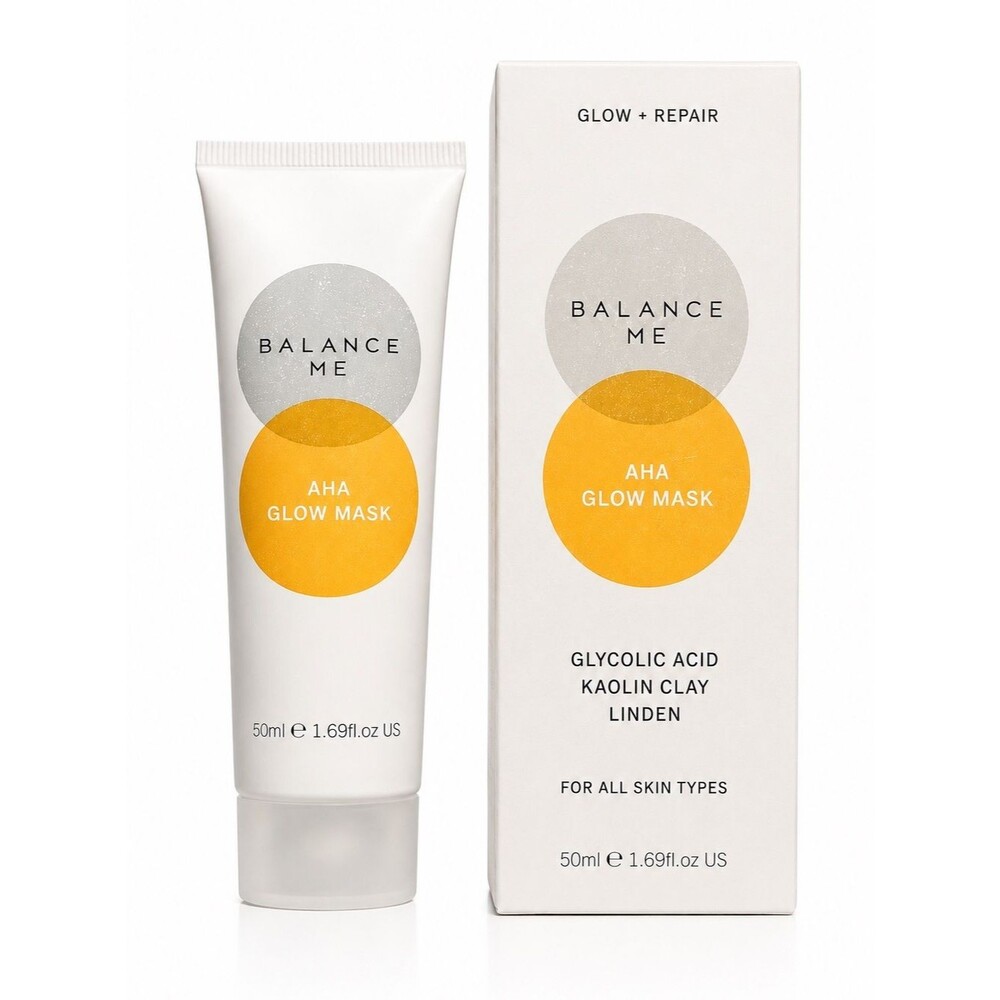 Balance Me AHA Glow Mask – Glycolic Acid Kaolin Clay Linden – BNIB